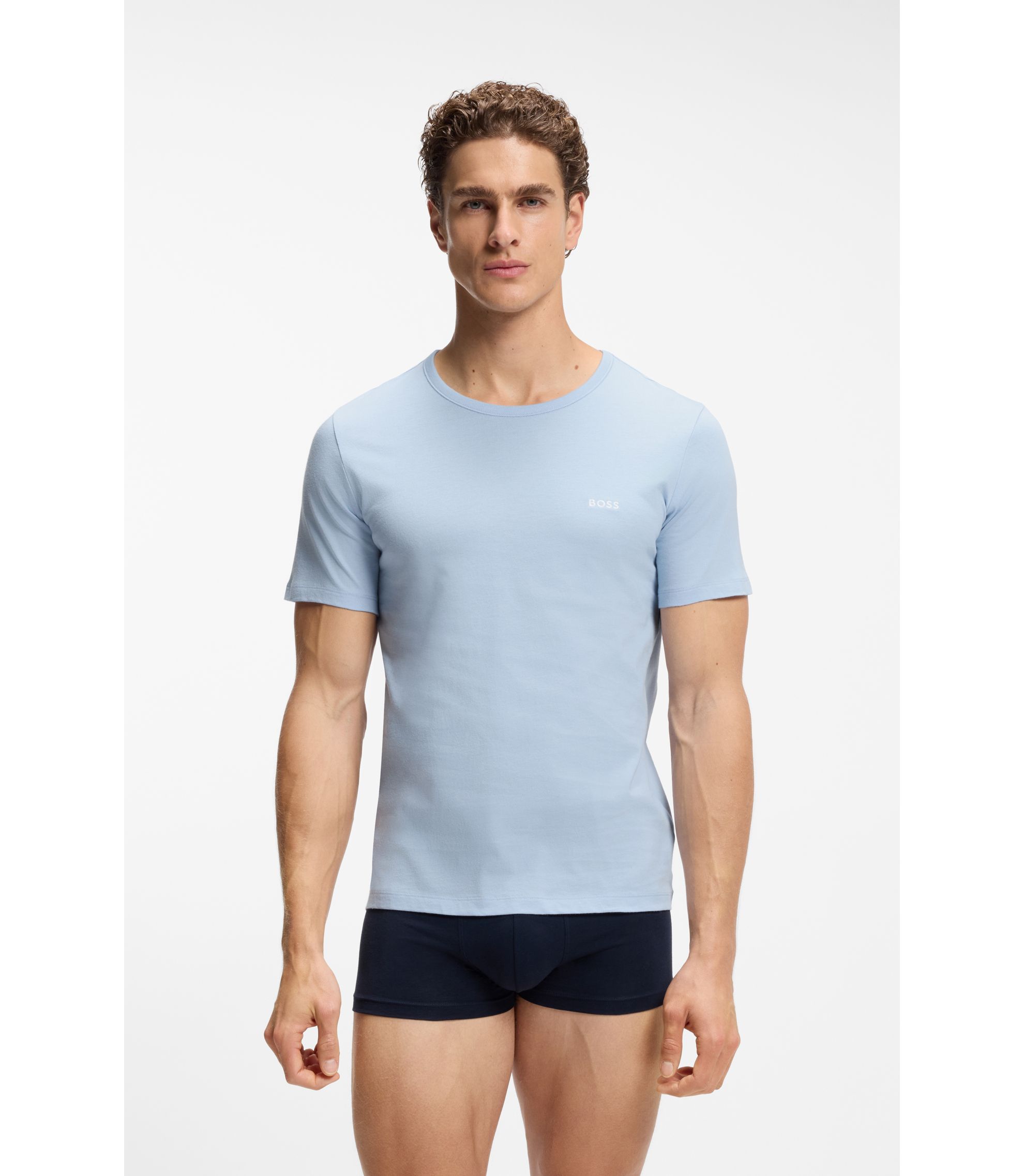 BOSS - Three-pack of cotton T-shirts with logo embroidery - Patterned