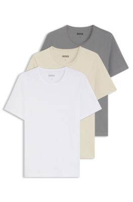 Three-pack of cotton T-shirts with logo embroidery, Patterned
