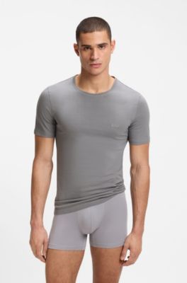 Three-pack of cotton T-shirts with logo embroidery, Patterned