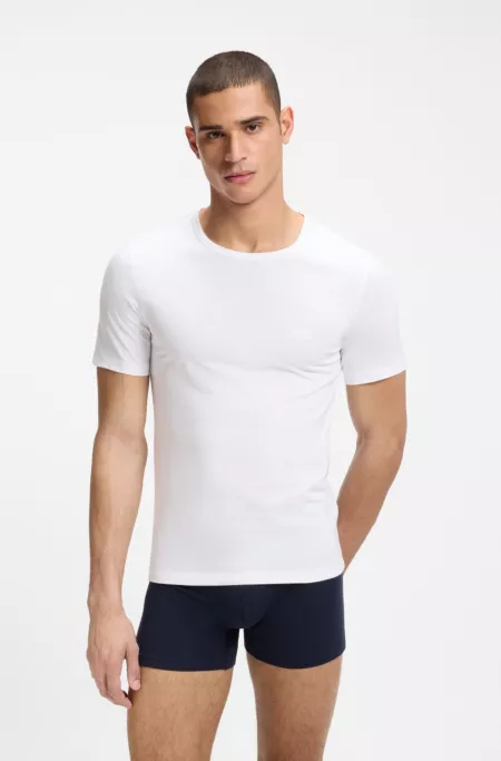 Three-pack of cotton T-shirts with logo embroidery