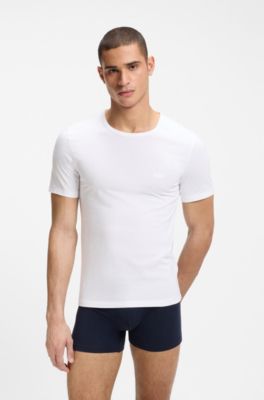 Three-pack of cotton T-shirts with logo embroidery, Patterned