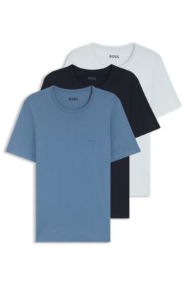Three-pack of cotton T-shirts with logo embroidery, Patterned