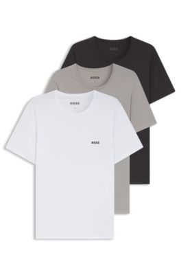 Three-pack of cotton T-shirts with logo embroidery, Patterned
