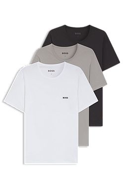 Paquete de tres camisetas interiores de algodón con logos bordados