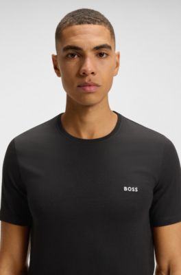 Three-pack of cotton underwear T-shirts with logos, Patterned