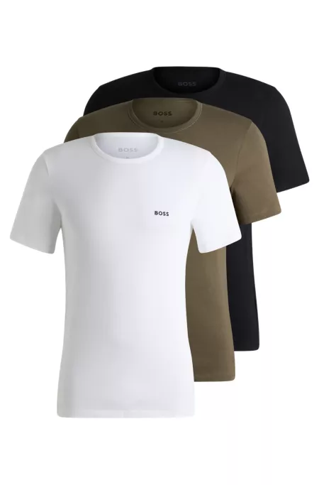 Three-pack of cotton underwear T-shirts with logos