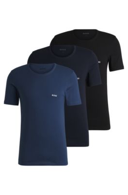 Three-pack of cotton underwear T-shirts with logos, Patterned