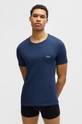 Three-pack of cotton underwear T-shirts with logos, Patterned