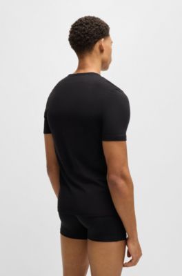 Three-pack of cotton underwear T-shirts with logos, Patterned