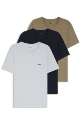 Three-pack of cotton underwear T-shirts, Patterned