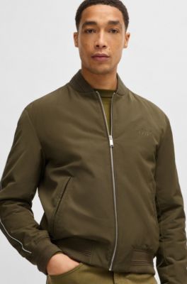 Porsche x BOSS canvas jacket with stripe trims, Dark Green