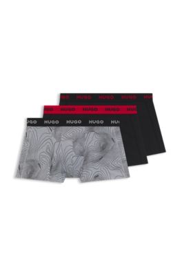 Paquete de tres calzoncillos de algod&oacute;n el&aacute;stico con logo, Gris claro
