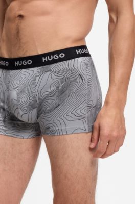 Three-pack of logo trunks in stretch cotton, Light Grey