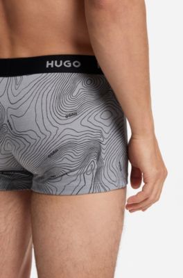 Three-pack of logo trunks in stretch cotton, Light Grey
