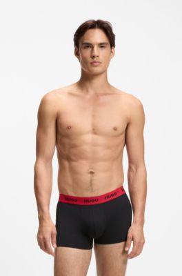 Three-pack of logo trunks in stretch cotton, Light Grey