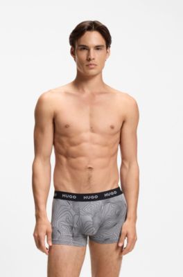 Three-pack of logo trunks in stretch cotton, Light Grey