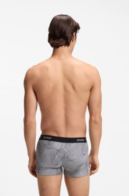 Three-pack of logo trunks in stretch cotton, Light Grey