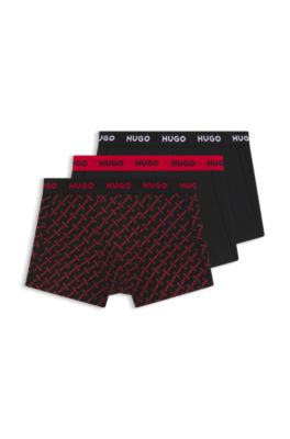 Three-pack of logo trunks in stretch cotton, Light Grey