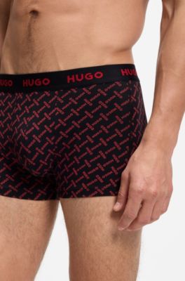 Paquete de tres calzoncillos de algod&oacute;n el&aacute;stico con logo, Gris claro
