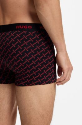 Three-pack of logo trunks in stretch cotton, Light Grey