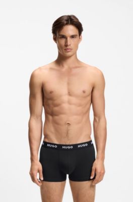 Three-pack of logo trunks in stretch cotton, Light Grey