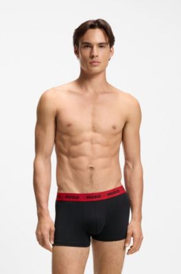 Three-pack of logo trunks in stretch cotton, Light Grey