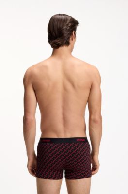 Paquete de tres calzoncillos de algod&oacute;n el&aacute;stico con logo, Gris claro