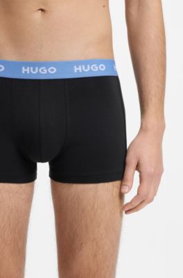 Three-pack of logo trunks in stretch cotton, Light Blue