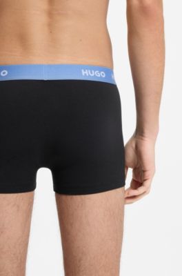 Three-pack of logo trunks in stretch cotton, Light Blue