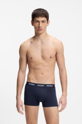 Three-pack of logo trunks in stretch cotton, Light Blue