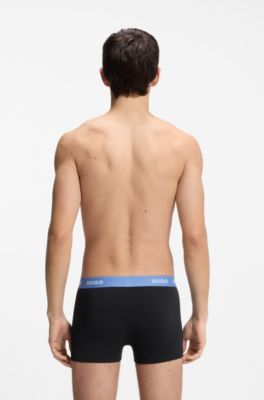 Three-pack of logo trunks in stretch cotton, Light Blue