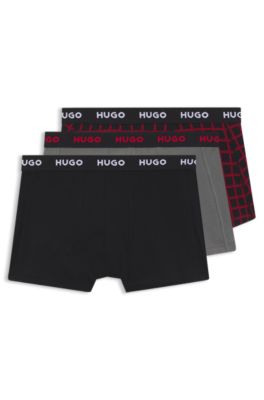 Three-pack of trunks in stretch cotton, Patterned