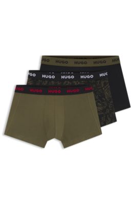Three-pack of trunks in stretch cotton, Patterned