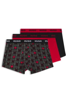 Three-pack of trunks in stretch cotton, Patterned