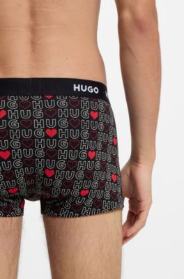 Three-pack of trunks in stretch cotton, Patterned