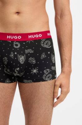 Three-pack of trunks in stretch cotton, Patterned