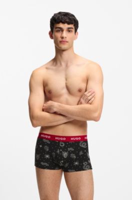 Three-pack of trunks in stretch cotton, Patterned