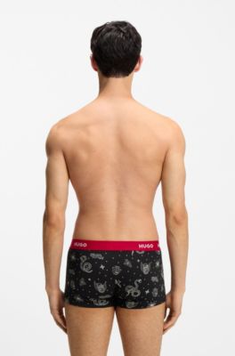 Three-pack of trunks in stretch cotton, Patterned