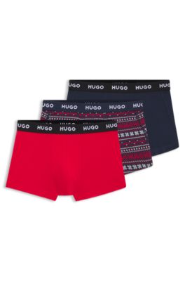 Three-pack of trunks in stretch cotton, Patterned