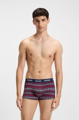 Three-pack of trunks in stretch cotton, Patterned