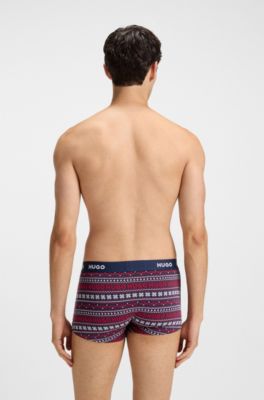 Three-pack of trunks in stretch cotton, Patterned