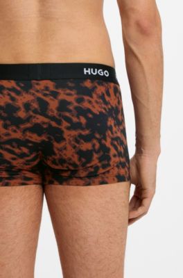 Three-pack of logo trunks in stretch cotton, Patterned