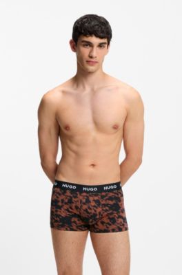 Three-pack of trunks in stretch cotton, Patterned