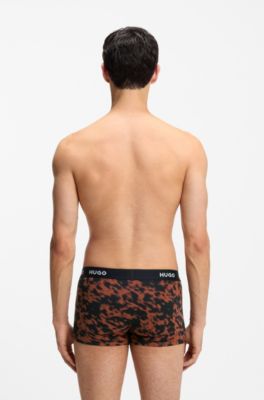 Three-pack of logo trunks in stretch cotton, Patterned