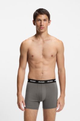 Lot de trois boxers longs en coton stretch, Fantaisie
