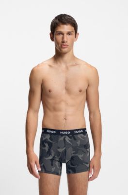 Lot de trois boxers longs en coton stretch, Fantaisie