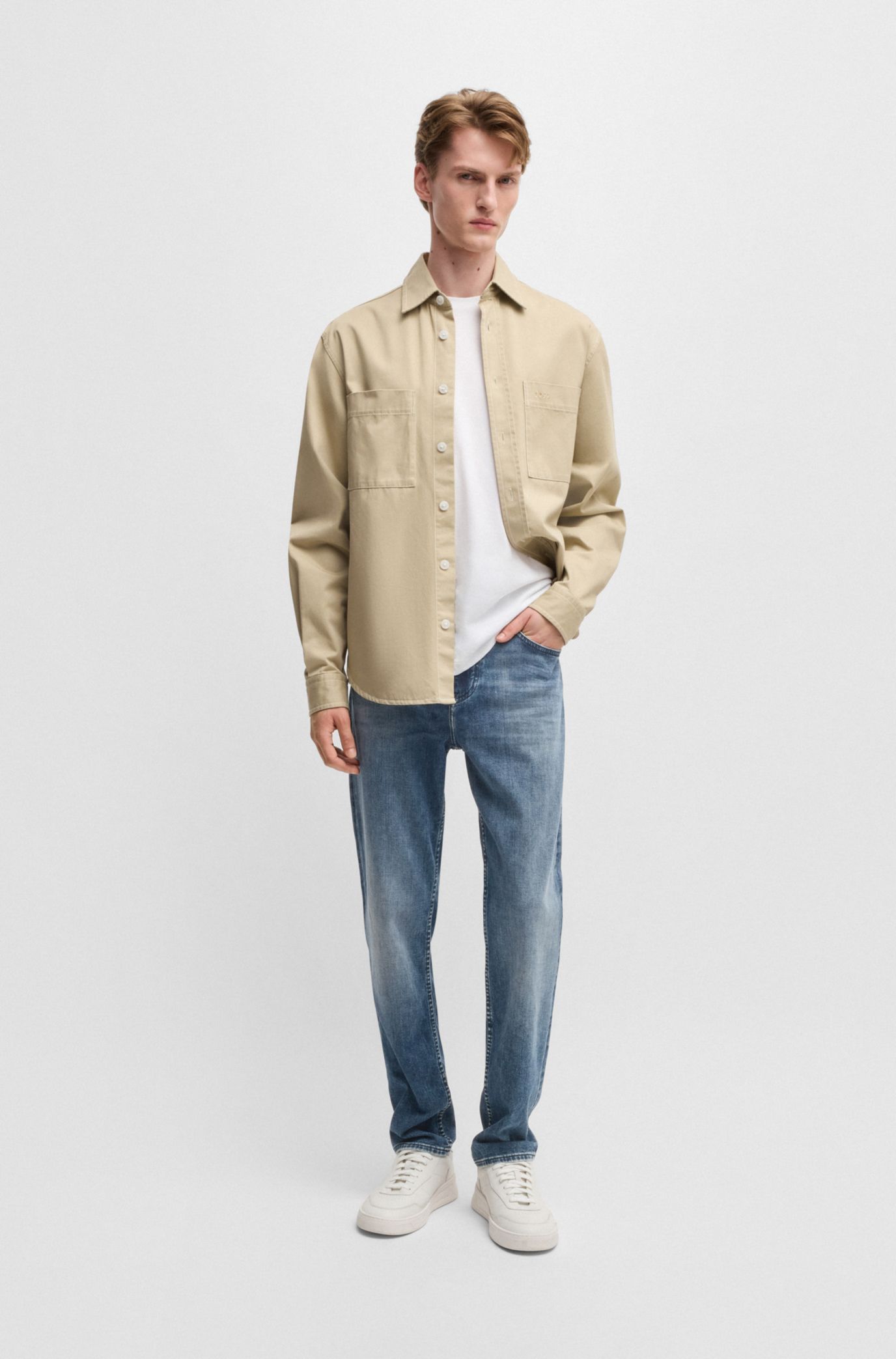BOSS - Maine regular-fit jeans in super-soft blue denim