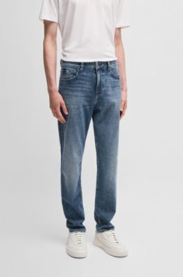 Maine regular-fit jeans in super-soft blue denim, Dark Blue