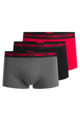 Three-pack of stretch-cotton trunks with logo waistbands, Patterned
