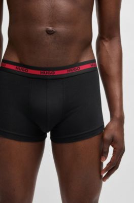 Three-pack of stretch-cotton trunks with logo waistbands, Patterned